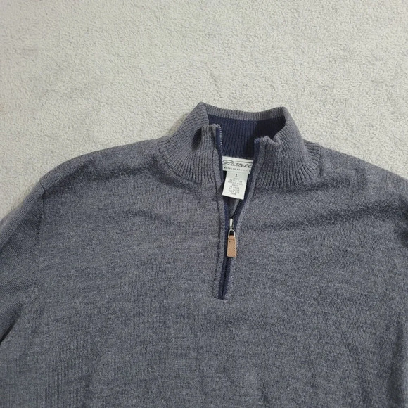 Piattelli Barneys New York Mens Gray 1/4 Zip Sweater L 100% Merino Wool 28CT - Picture 6 of 7